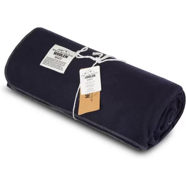 Minus33 Merino Wool  White Mountain Woolen Lodge Twin Blanket  Warm Throw Blanket  Picnic Blanket  80 Recycled Wool  65W x 90L  Brown and Tan PlaidNavy Blue