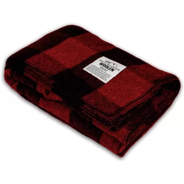 Minus33 Merino Wool  White Mountain Woolen Lodge Twin Blanket  Warm Throw Blanket  Picnic Blanket  80 Recycled Wool  65W x 90L  Brown and Tan PlaidRed and Black