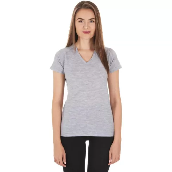 Minus33 Merino Wool 22V1 Woolverino Womens Micro VNeck TShirt  84 Merino Wool 12 Nylon 4 SpandexAsh Grey