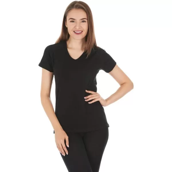 Minus33 Merino Wool 22V1 Woolverino Womens Micro VNeck TShirt  84 Merino Wool 12 Nylon 4 SpandexBlack