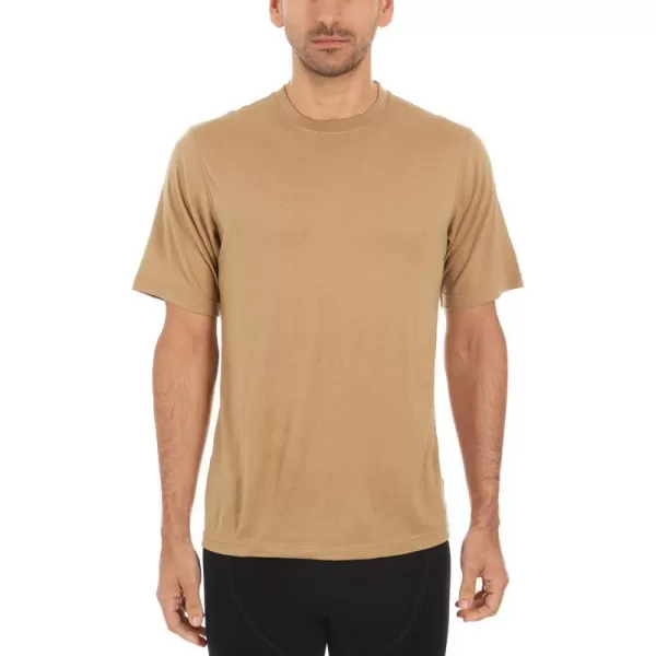 Minus33 Merino Wool 703 Algonquin Mens Lightweight Short Sleeve Crew  No Itch Renewable FabricDesert Sand