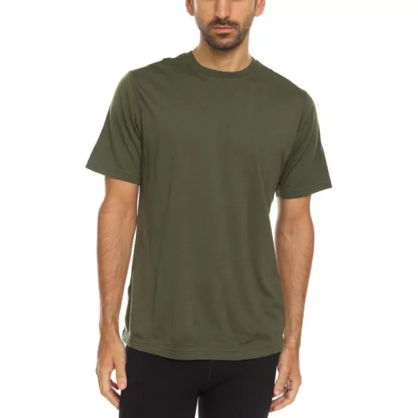 Minus33 Merino Wool 703 Algonquin Mens Lightweight Short Sleeve Crew  No Itch Renewable FabricOlive Drab