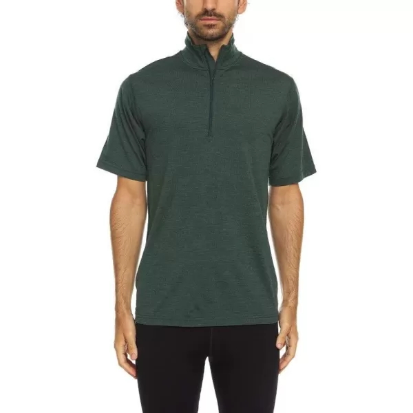 Minus33 Merino Wool 715 Tarleton Mens Lightweight Short Sleeve 14 ZipForest Green