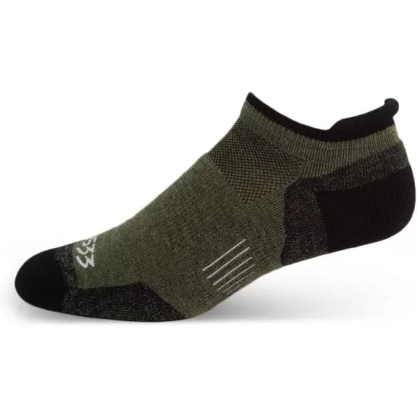 Minus33 Merino Wool Clothing Mountain Heritage All Season Lightweight No Show Tab Socks Made in USA New HampshireOlive Drab