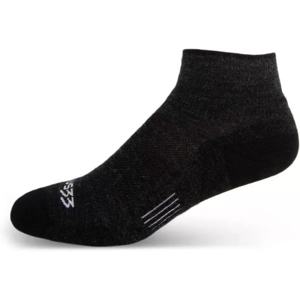 Minus33 Merino Wool Clothing Mountain Heritage Full Cushion Ankle Socks Made in USA New HampshireBlack