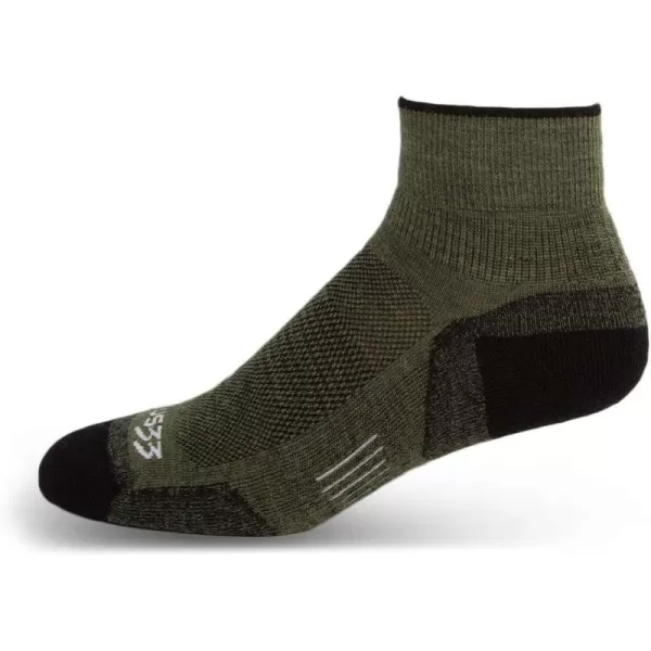 Minus33 Merino Wool Clothing Mountain Heritage Full Cushion Ankle Socks Made in USA New HampshireOlive Drab