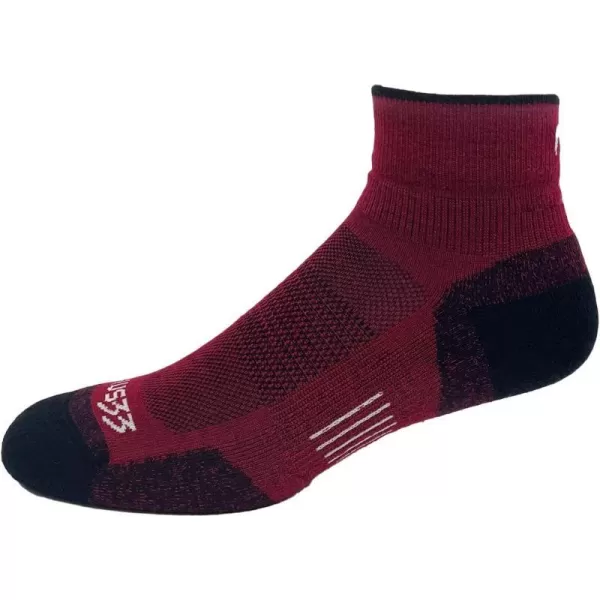 Minus33 Merino Wool Clothing Mountain Heritage Full Cushion Ankle Socks Made in USA New HampshireTrue Red