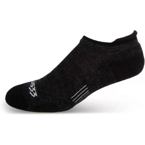 Minus33 Merino Wool Clothing Mountain Heritage Full Cushion No Show Tab Socks Made in USA New HampshireBlack