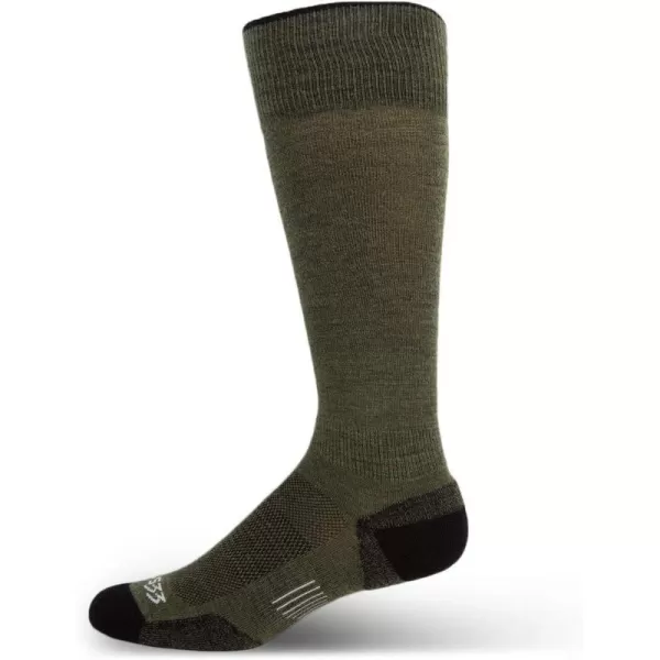 Minus33 Merino Wool Clothing Mountain Heritage Light Cushion Full Length Socks Made in USA New HampshireOlive Drab