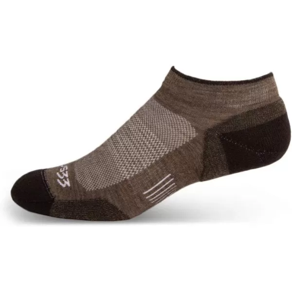 Minus33 Merino Wool Clothing Mountain Heritage Light Cushion No Show Socks Made in USA New HampshireCoffee