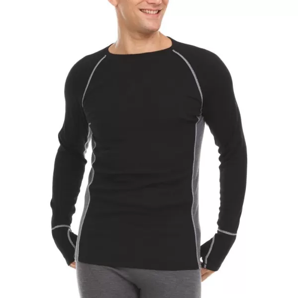 Minus33 Merino Wool Woolverino Mens Midweight Long Sleeve Crew  85 Merino Wool 13 Nylon 2 SpandexBlack Charcoal Gray