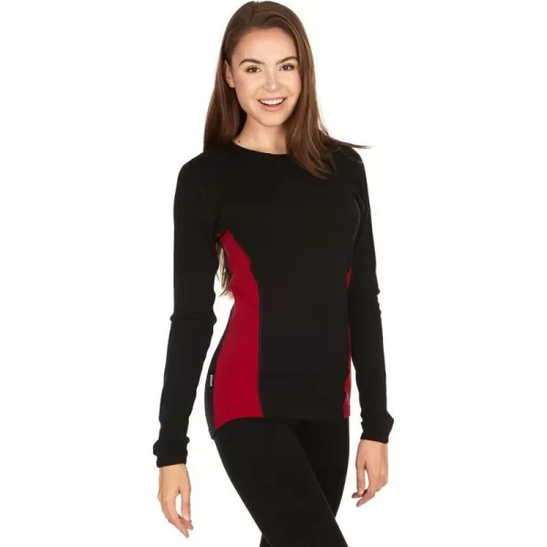 Minus33 Womens Ossipee Midweight Crew Top  100 Merino Wool  Long Sleeve Thermal Base Layer  No Itch Renewable FabricBlack True Red