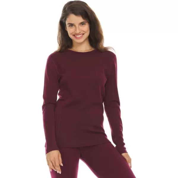 Minus33 Womens Ossipee Midweight Crew Top  100 Merino Wool  Long Sleeve Thermal Base Layer  No Itch Renewable FabricBurgundy