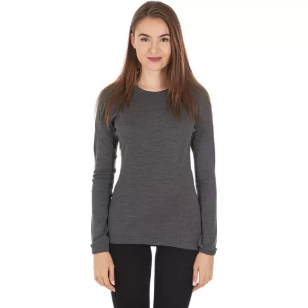 Minus33 Womens Ossipee Midweight Crew Top  100 Merino Wool  Long Sleeve Thermal Base Layer  No Itch Renewable FabricCharcoal Gray