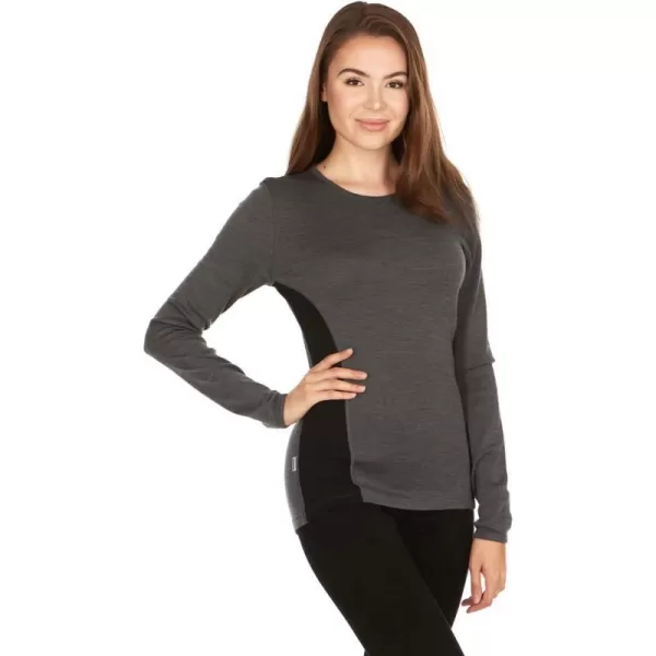 Minus33 Womens Ossipee Midweight Crew Top  100 Merino Wool  Long Sleeve Thermal Base Layer  No Itch Renewable FabricCharcoal Gray Black