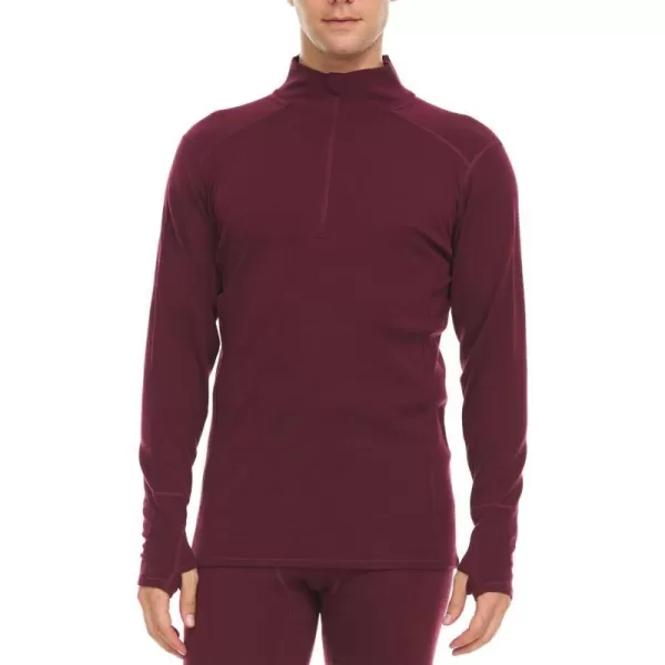 Minus33100 Merino Wool  Isolation Mens Midweight Quarter Zip  Warm Pullover  Outdoor Recreation SweaterBurgundy