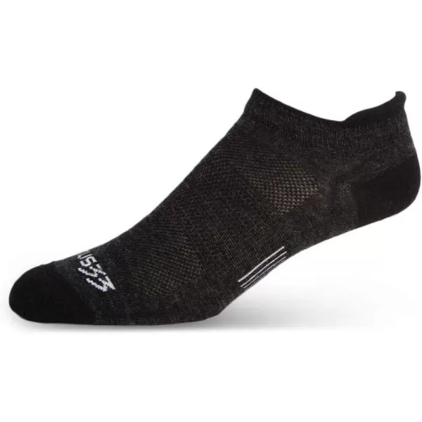 USA Made  No Show Tab Socks  Running Socks  Merino Wool  Mountain HeritageS12 Micro Weight Black