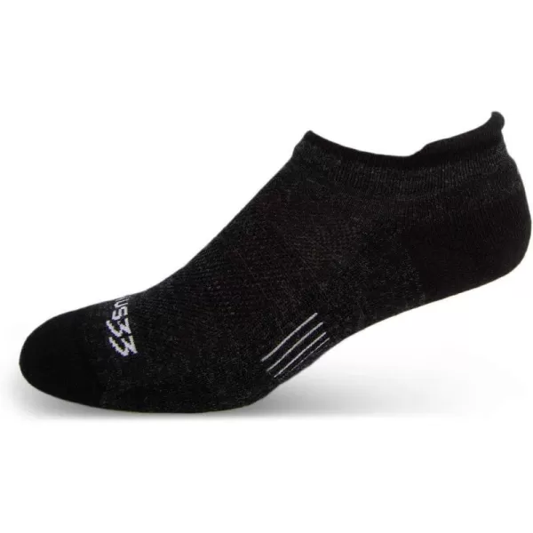 USA Made  No Show Tab Socks  Running Socks  Merino Wool  Mountain HeritageS32 Micro  Cushion Black