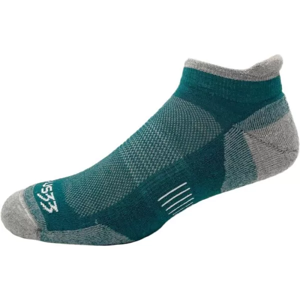 USA Made  No Show Tab Socks  Running Socks  Merino Wool  Mountain HeritageS32 Micro  Cushion Teal Green