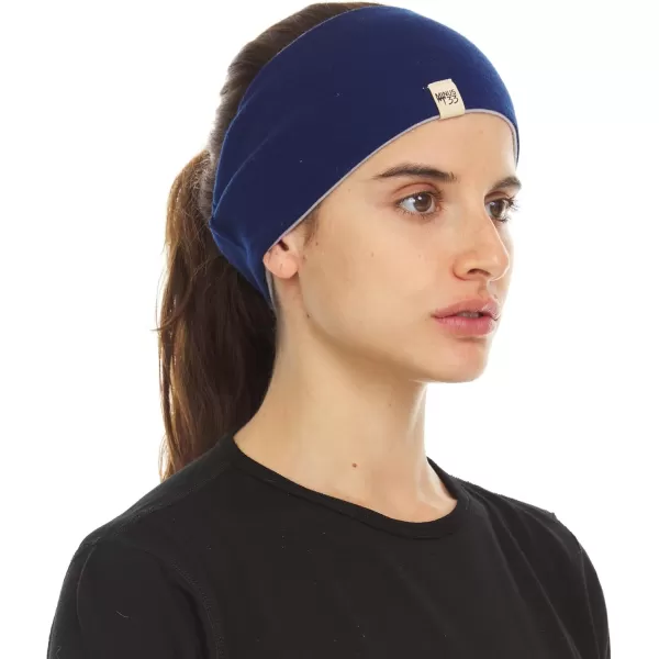 Merino Wool Reversible HeadbandAsh GrayNavy Blue