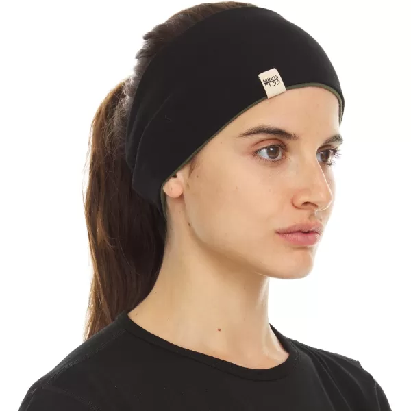 Merino Wool Reversible HeadbandOlive DrabBlack