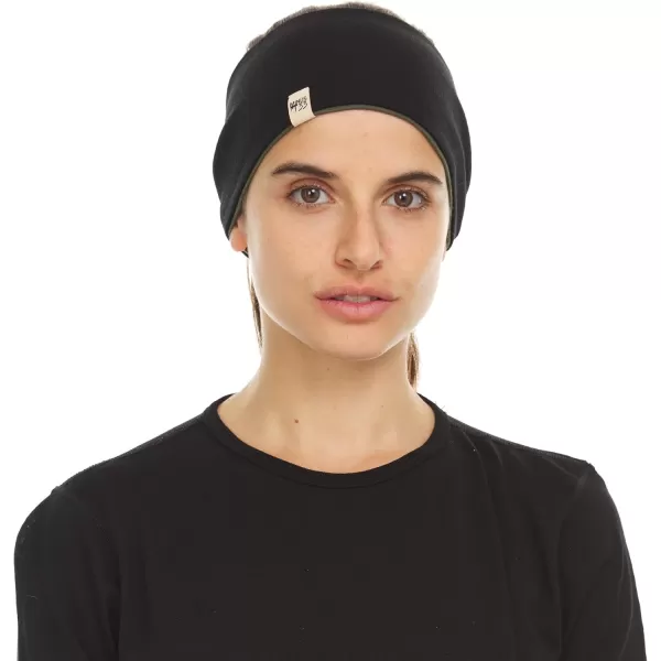 Merino Wool Reversible HeadbandOlive DrabBlack