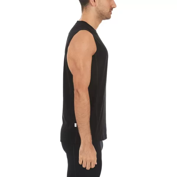 Micro Weight Mens Sleeveless Tank  84 Merino WoolBlack