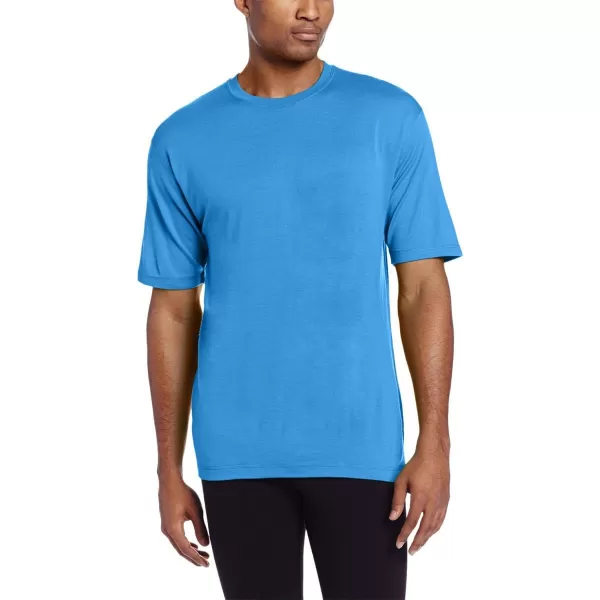 image100 Merino Wool Mens Lightweight TShirt  Crew Neck Short Sleeve ShirtAzure Blue