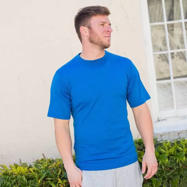 image100 Merino Wool Mens Lightweight TShirt  Crew Neck Short Sleeve ShirtAzure Blue