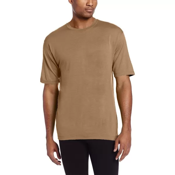 image100 Merino Wool Mens Lightweight TShirt  Crew Neck Short Sleeve ShirtDesert Sand