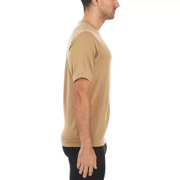 image100 Merino Wool Mens Lightweight TShirt  Crew Neck Short Sleeve ShirtDesert Sand