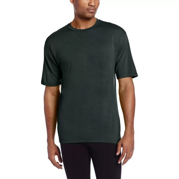 image100 Merino Wool Mens Lightweight TShirt  Crew Neck Short Sleeve ShirtForest Green