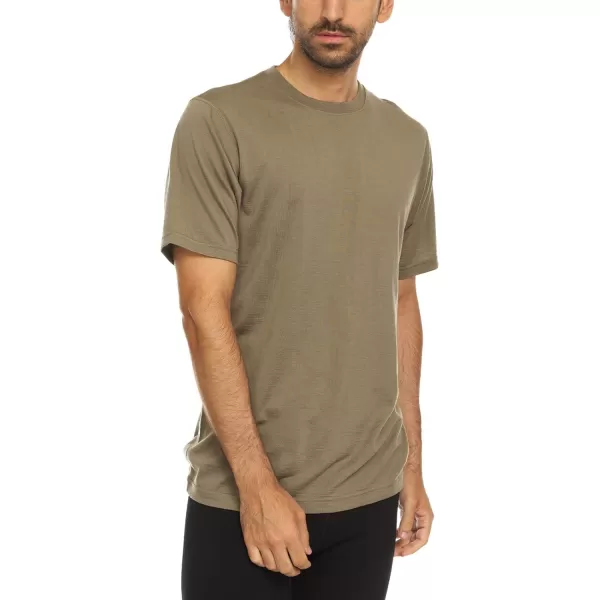 image100 Merino Wool Mens Lightweight TShirt  Crew Neck Short Sleeve ShirtTan 499