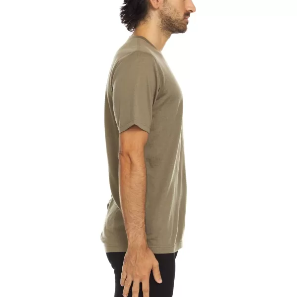 image100 Merino Wool Mens Lightweight TShirt  Crew Neck Short Sleeve ShirtTan 499