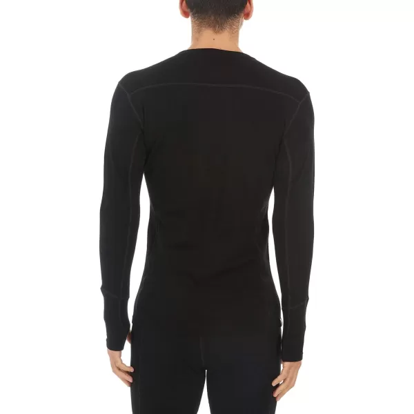 imageMens Midweight Base Layer Long Sleeve Shirt  85 Merino Wool  Moisture Wicking CrewBlack