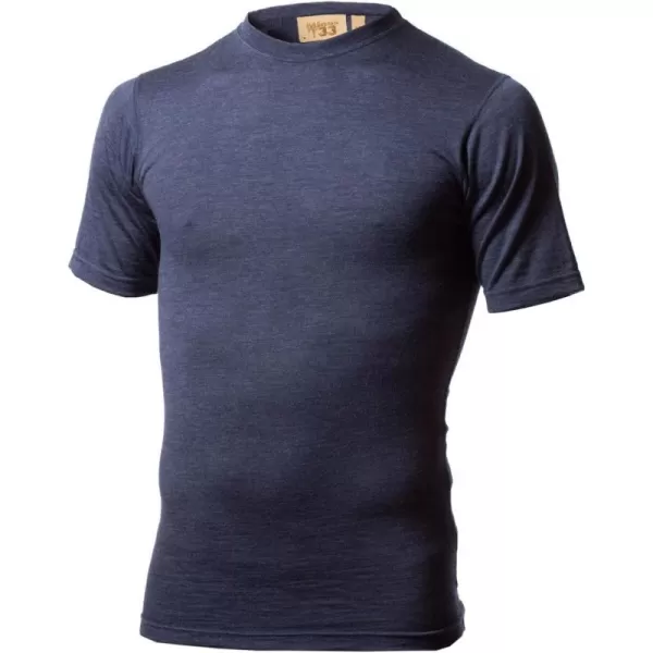 image100 Merino Wool Mens Lightweight TShirt  Crew Neck Short Sleeve ShirtDenim Heather