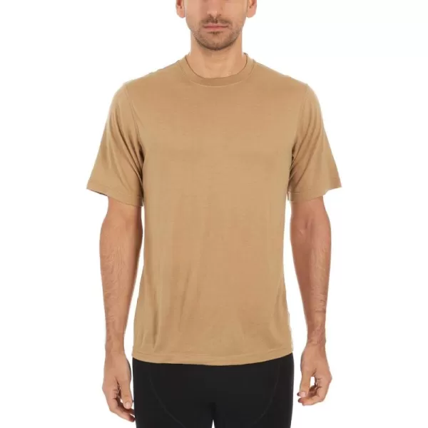 image100 Merino Wool Mens Lightweight TShirt  Crew Neck Short Sleeve ShirtDesert Sand