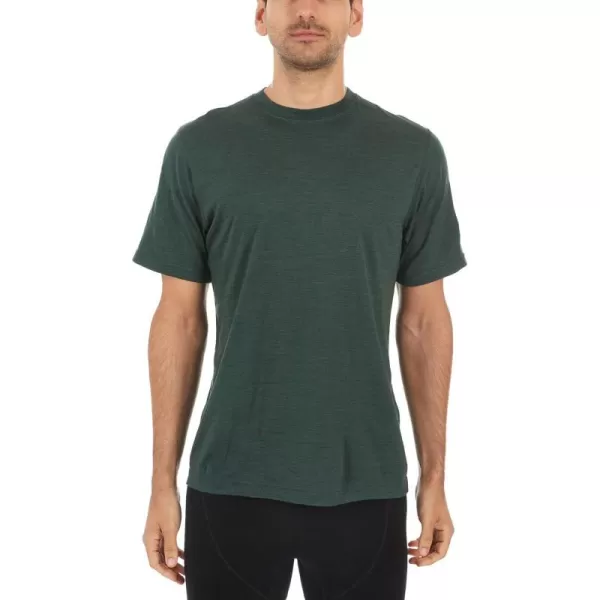 image100 Merino Wool Mens Lightweight TShirt  Crew Neck Short Sleeve ShirtForest Green