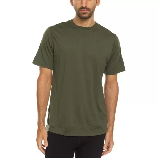 image100 Merino Wool Mens Lightweight TShirt  Crew Neck Short Sleeve ShirtOlive Drab