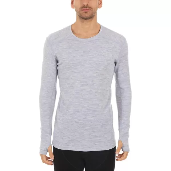 imageMens Midweight Base Layer Long Sleeve Shirt  85 Merino Wool  Moisture Wicking CrewAsh Gray