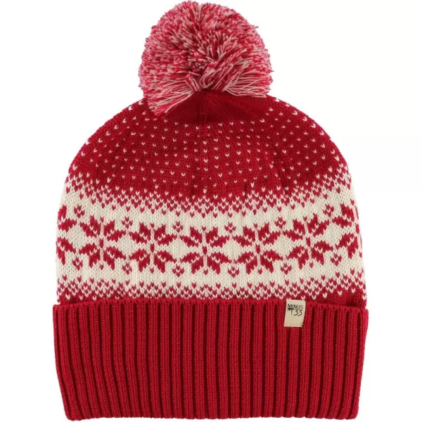 imageMinus33 Midweight Everyday Knit Cuff Pom Beanie  100 Merino Wool  Winter Pom Pom HatTrue Red Natural Cream Snowflake