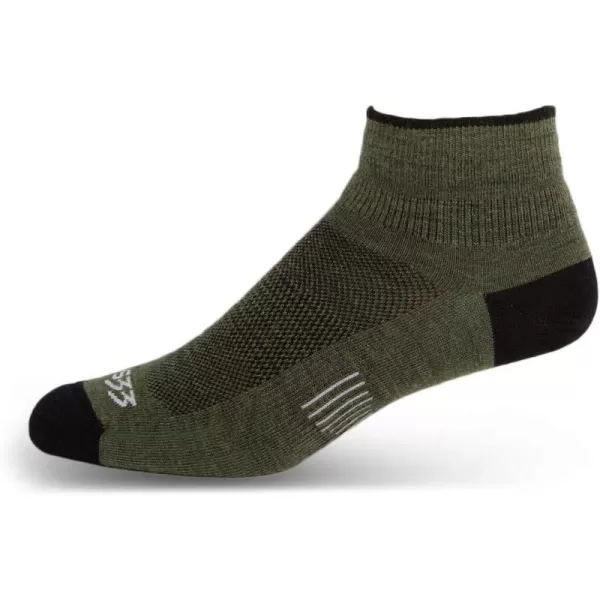 imageUSA Made  Ankle Socks  Trail Running Socks  Merino Wool  Mountain HeritageS13 Micro Weight Olive Drab