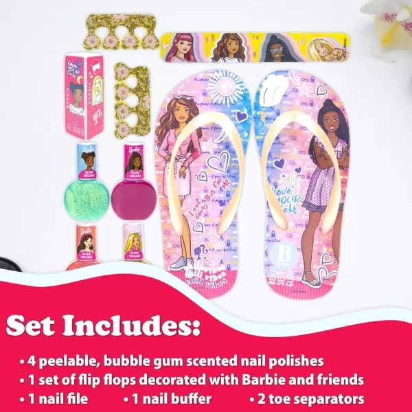 Barbie  Townley Girl 18 Pcs Beauty Spa Set NonToxic PeelOff Nail Polish Set with Glittery amp Opaque Colors with Nail Accessories amp Spa Sandals for Girls Ages 3 Size 910Barbie  Townley Girl 18 Pcs Beauty Spa Set NonToxic PeelOff Nail Polish Set with Glittery amp Opaque Colors with Nail Accessories amp Spa Sandals for Girls Ages 3 Size 910