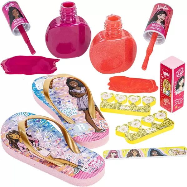 Barbie  Townley Girl 18 Pcs Beauty Spa Set NonToxic PeelOff Nail Polish Set with Glittery amp Opaque Colors with Nail Accessories amp Spa Sandals for Girls Ages 3 Size 910Barbie  Townley Girl 18 Pcs Beauty Spa Set NonToxic PeelOff Nail Polish Set with Glittery amp Opaque Colors with Nail Accessories amp Spa Sandals for Girls Ages 3 Size 910