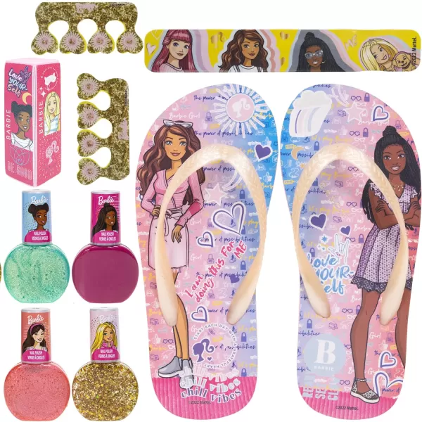 Barbie  Townley Girl 18 Pcs Beauty Spa Set NonToxic PeelOff Nail Polish Set with Glittery amp Opaque Colors with Nail Accessories amp Spa Sandals for Girls Ages 3 Size 910Barbie  Townley Girl 18 Pcs Beauty Spa Set NonToxic PeelOff Nail Polish Set with Glittery amp Opaque Colors with Nail Accessories amp Spa Sandals for Girls Ages 3 Size 910