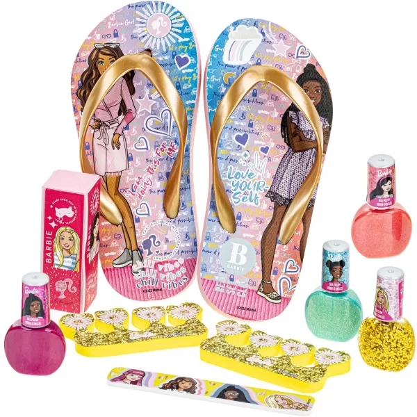 Barbie  Townley Girl 18 Pcs Beauty Spa Set NonToxic PeelOff Nail Polish Set with Glittery amp Opaque Colors with Nail Accessories amp Spa Sandals for Girls Ages 3 Size 910Barbie  Townley Girl 18 Pcs Beauty Spa Set NonToxic PeelOff Nail Polish Set with Glittery amp Opaque Colors with Nail Accessories amp Spa Sandals for Girls Ages 3 Size 910