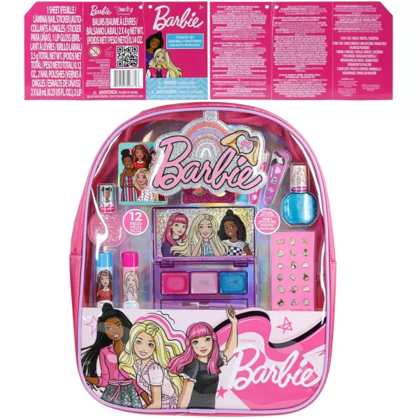 Barbie  Townley Girl Makeup Filled Backpack Set with 12 Pieces Including Lip Balm Nail Polish Nail File Hair Bows and Other Accessories Ages 3 for Parties Sleepovers and MakeoversVERSION 2