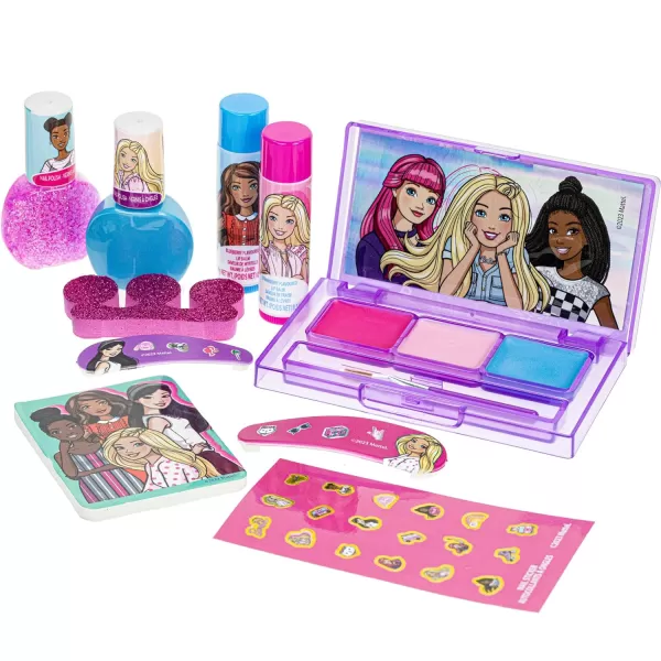 Barbie  Townley Girl Makeup Filled Backpack Set with 12 Pieces Including Lip Balm Nail Polish Nail File Hair Bows and Other Accessories Ages 3 for Parties Sleepovers and MakeoversVERSION 2