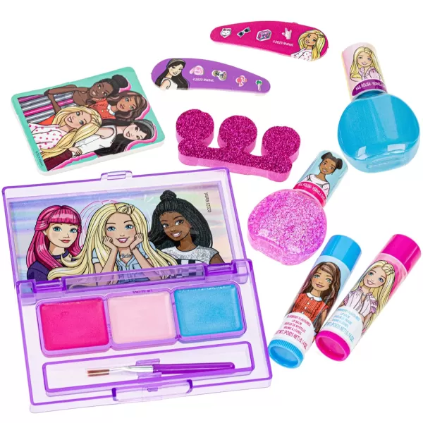 Barbie  Townley Girl Makeup Filled Backpack Set with 12 Pieces Including Lip Balm Nail Polish Nail File Hair Bows and Other Accessories Ages 3 for Parties Sleepovers and MakeoversVERSION 2