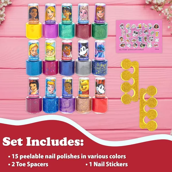 Disney 100 Kids Nail Polish Set with Glittery and Opaque Colors with Nail Stickers for Girls Kids Ages 3 Perfect for Parties Sleepovers and Makeovers 18 PcsDisney 100 Kids Nail Polish Set with Glittery and Opaque Colors with Nail Stickers for Girls Kids Ages 3 Perfect for Parties Sleepovers and Makeovers 18 Pcs